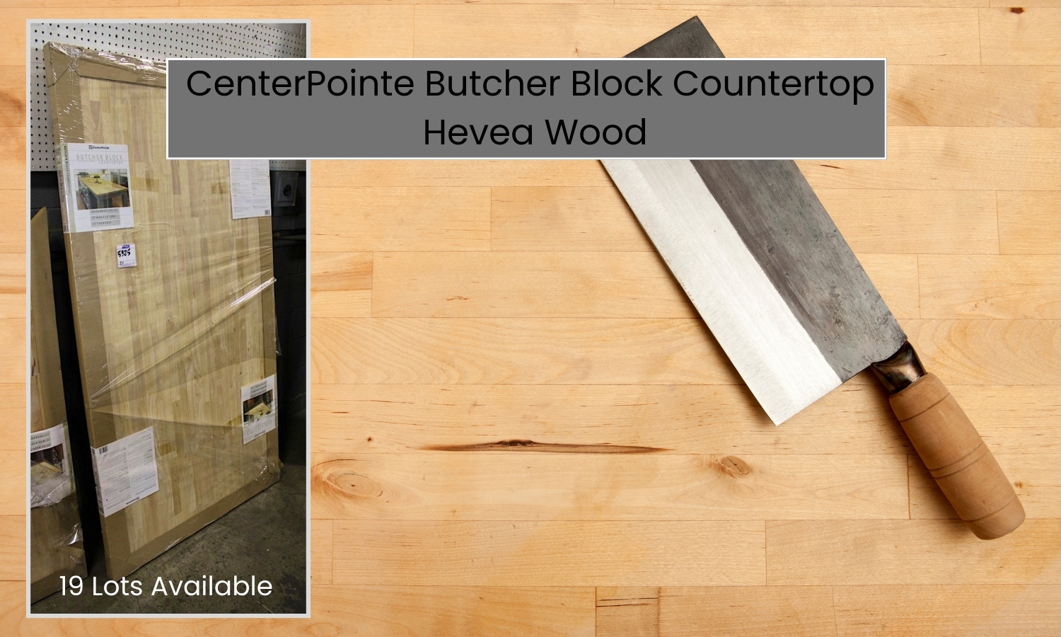 CenterPointe Butcher Block Countertop, Hevea Wood